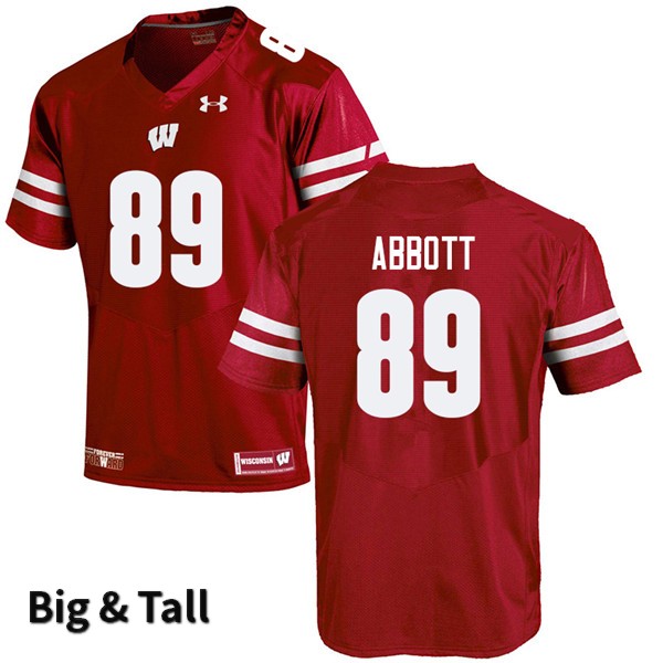 Wisconsin Badgers Men's #89 A.J. Abbott NCAA Under Armour Authentic Red Big & Tall College Stitched Football Jersey JH40I06EX